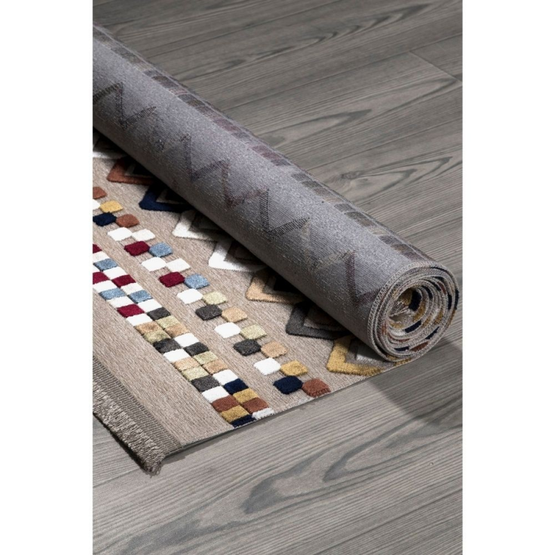 Tappeto antiscivolo Multicolor beige con decori colorati 160x230
