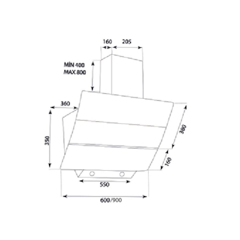 SAMET Cappa da parete TURBINE 60 colore bianco 60 cm