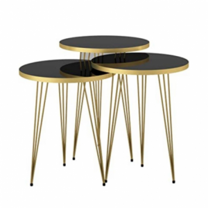 Zoom Tris Tavolini da caffè Nisa 38 colore nero lucido gambe oro