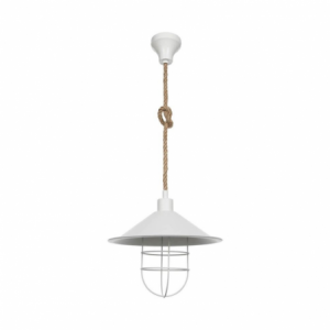 Lampada da soffitto Bulut ASZ0631 metallo bianco e corda iuta