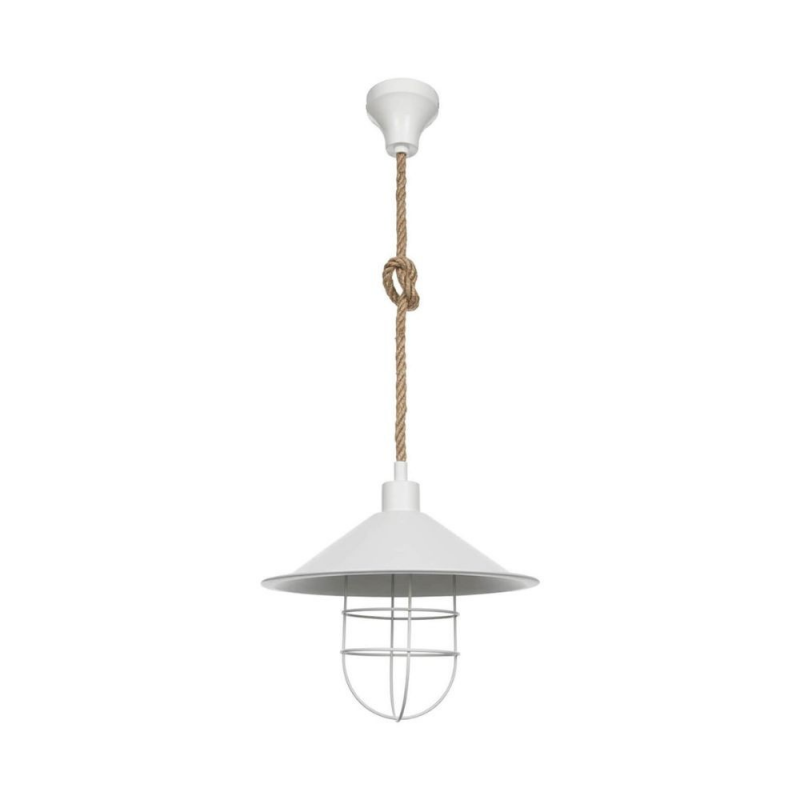 Lampada da soffitto Bulut ASZ0631 metallo bianco e corda iuta