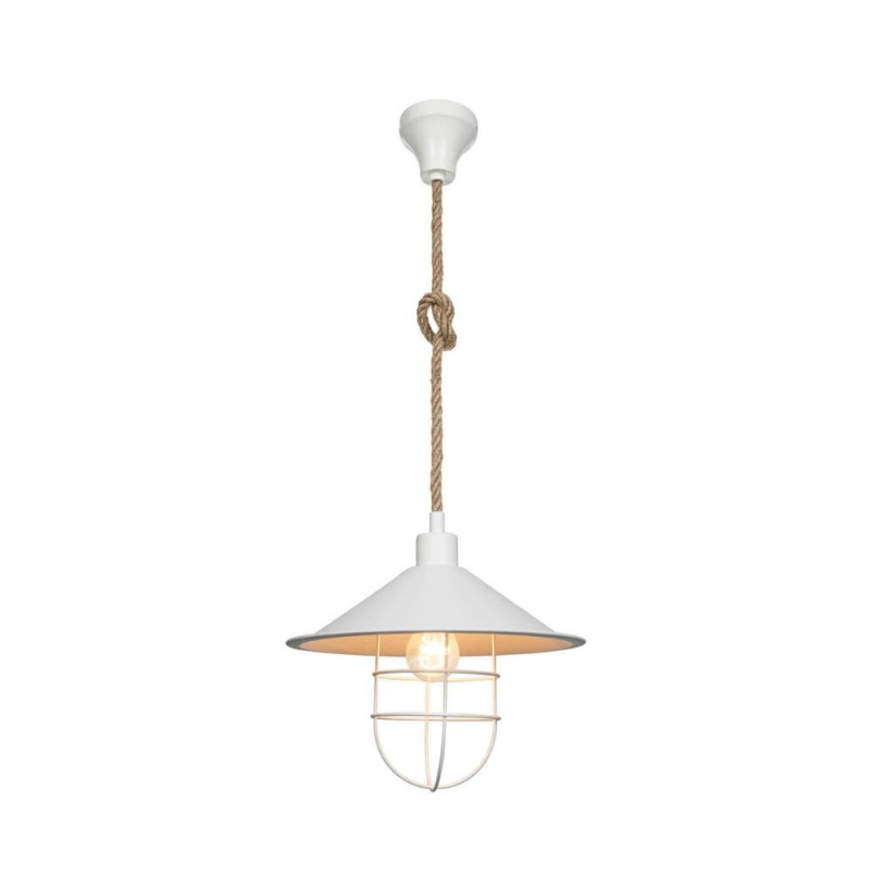 Lampada da soffitto Bulut ASZ0631 metallo bianco e corda iuta