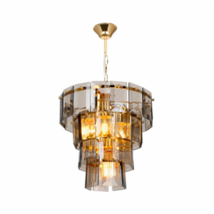 Zoom Lampada da soffitto a 4 luci Falez MDL3829 vetro fumè e oro