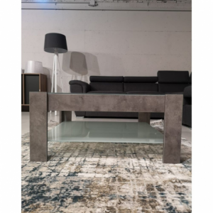 Zoom Tavolino da salotto cemento con doppio ripiano in vetro Homy