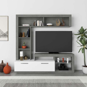 Zoom Parete attrezzata cemento bianco Leo