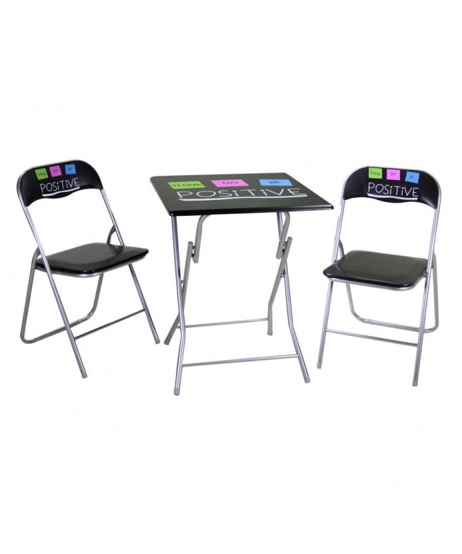 Tavolo metallo positive quadro con due sedie - pieghevole