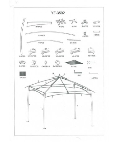 Gazebo acciaio Louisiana 3 x 3 m con doppio tetto e tende laterali in poliestere