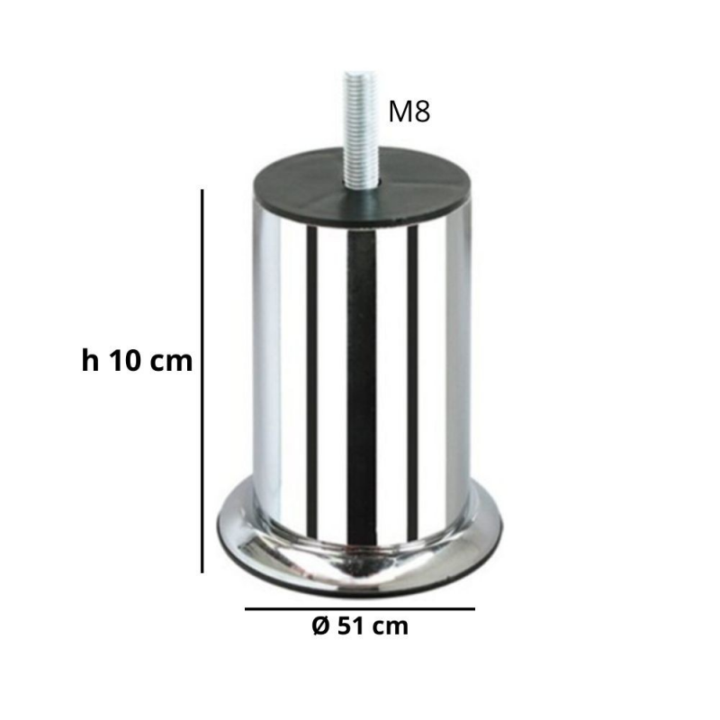 Piede metallo cromato h 10 diametro 5,1 Y468CR