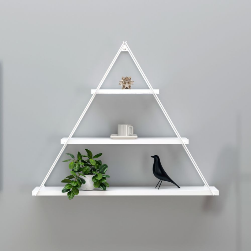 Mensola triangolare 3 ripiani Moset bianco totale MT191006