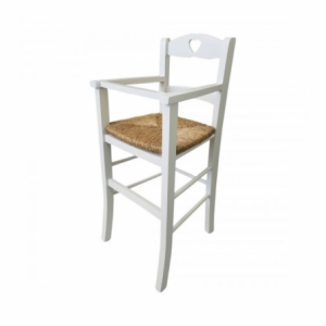 Zoom Sediolone bimbo 708 legno bianco e seduta paglia