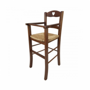 Zoom Sediolone bimbo 708 legno noce e seduta paglia