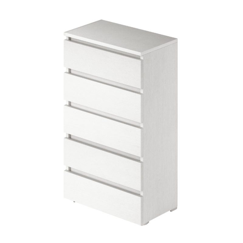 Cassettiera bianco frassinato 5 cassetti 75x40x127H
