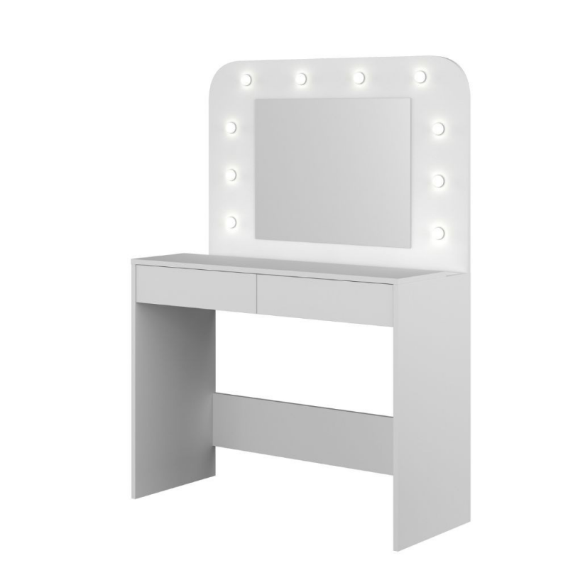 Toilette 1780 con specchio luci e cassetti bianco