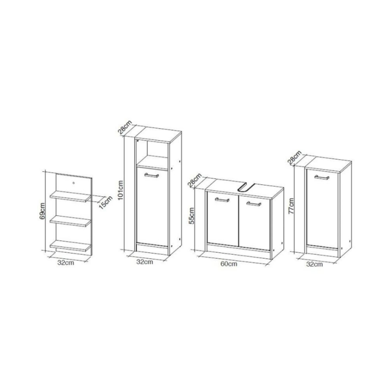 Set bagno Madeira beton bianco