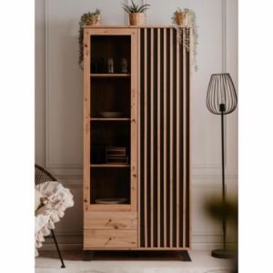 Zoom Vetrina Medan52A 2 ante e 2 cassetti rovere antracite