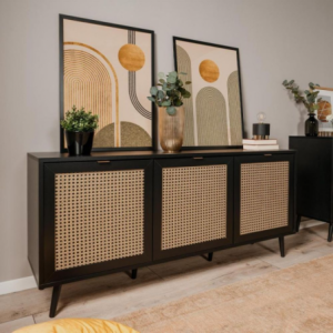 Zoom Madia Vienna51A 3 ante nera con frontali effetto vimini