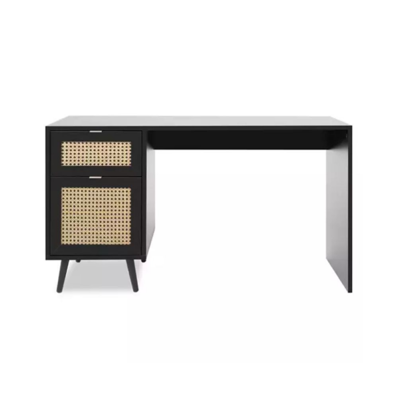 Scrivania Vienna30A nera con frontali effetto vimini