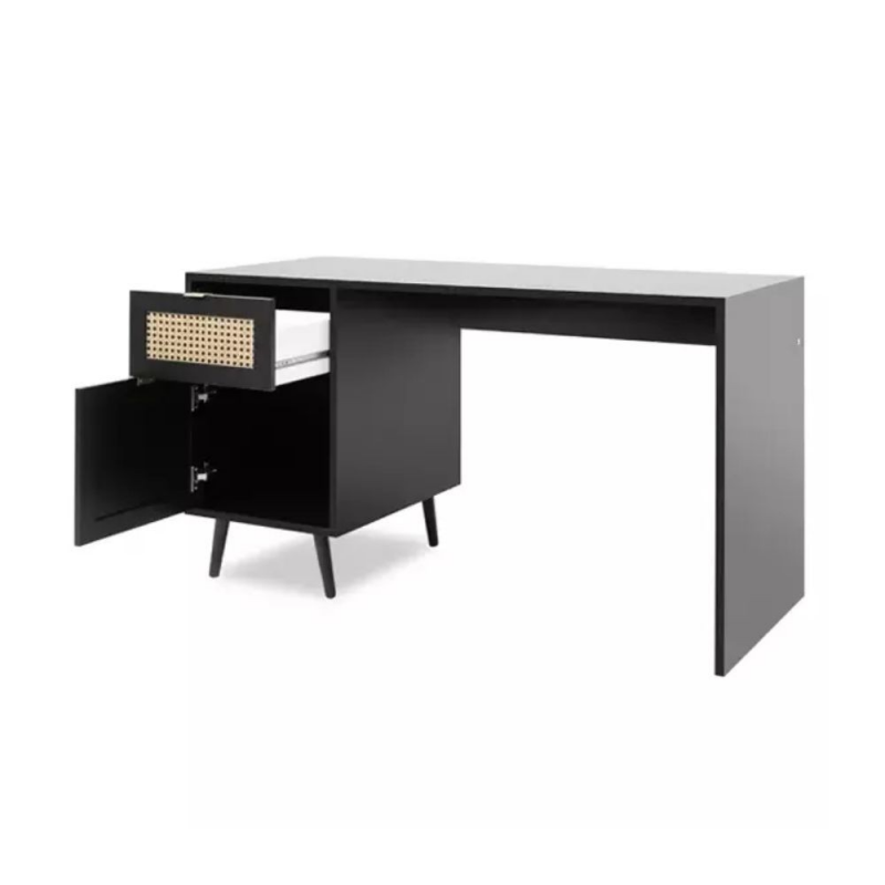 Scrivania Vienna30A nera con frontali effetto vimini