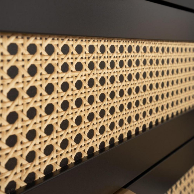 Scrivania Vienna30A nera con frontali effetto vimini