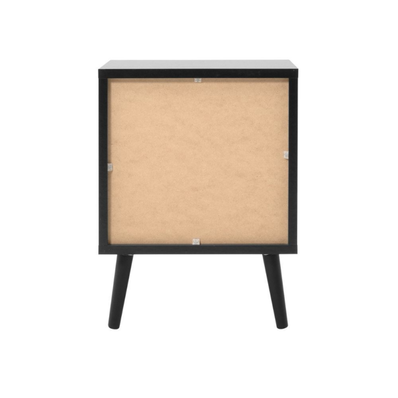 Comodino Vienna61A 2 cassetti nero con frontali effetto vimini