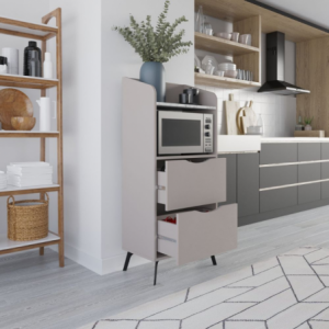 Zoom Mobile multiuso Gorki con cassetti light mocha e ripiano carrara bianco