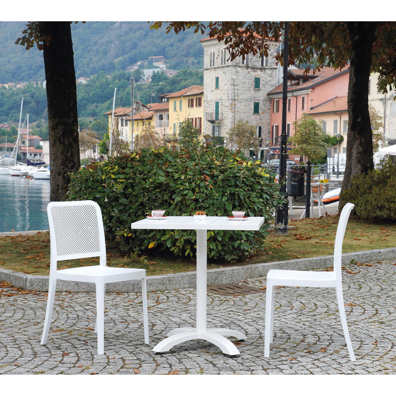 Tavolo Calipso Moia alluminio piano doghe bianco esterno