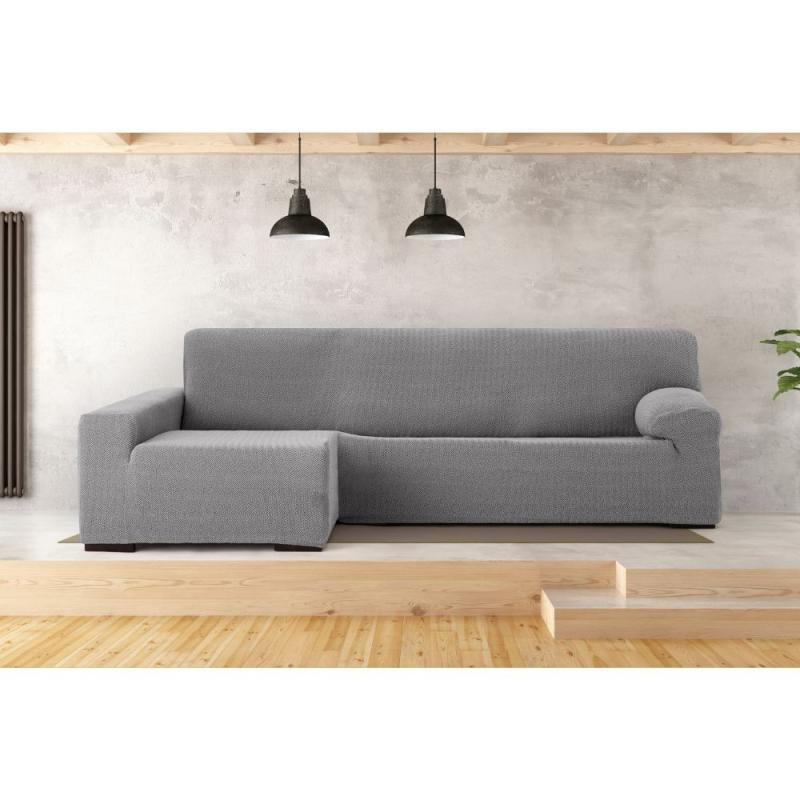Copridivano Troya elastico penisola sinistra grigio bracciolo lungo 250/310