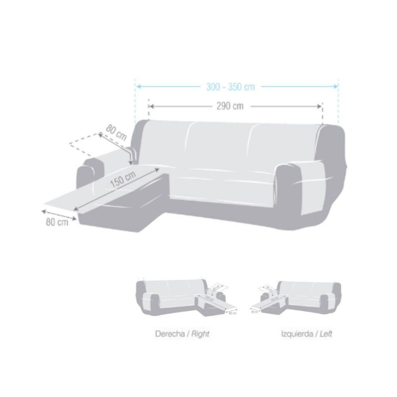 Copridivano Valeria penisola destra grigio 290