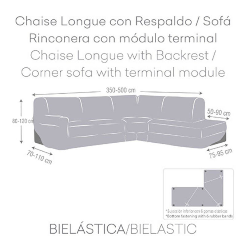 Copridivano Jaz angolare destro grigio 350-500