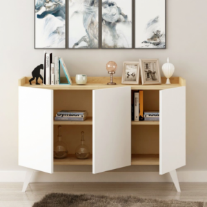 Zoom Madia Cok 3 ante rovere e bianco 120