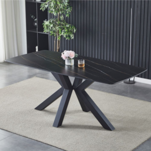 Tavolo Manta 180x90 piano ceramica effetto marmo nero