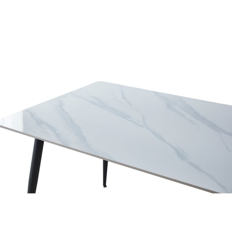 Tavolo Mila 140x80 top ceramica effetto marmo bianco