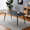 Tavolo Mila 140x80 top ceramica effetto marmo nero opaco