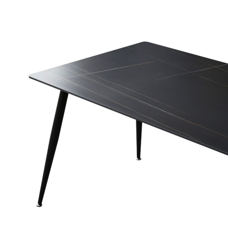 Tavolo Mila 140x80 top ceramica effetto marmo nero opaco