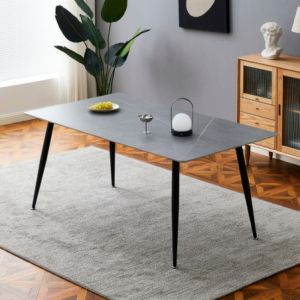 Zoom Tavolo Mila 160x90 top ceramica effetto marmo grigio cemento