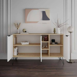 Zoom Madia Clara rovere 3 ante bianco 142x35,5x83h