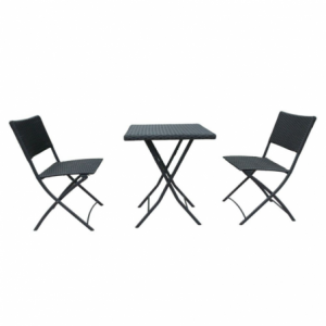 Set WRB015 Tavolo e sedie pieghevoli rattan nero