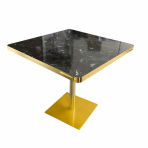 Tavolo quadrato Key 80x80 base oro e piano effetto marmo nero