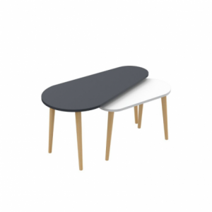 Doppio tavolino Pear bianco e antracite con gambe in legno