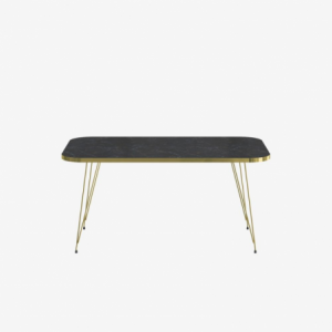 Zoom Tavolino rettangolare Reeta marmo nero con fascia oro e gambe oro