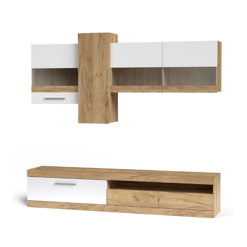 Parete attrezzata Tokio colore rovere e bianco