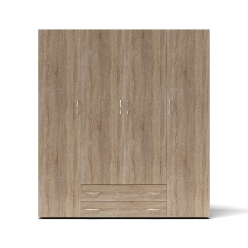 Armadio 4 ante 2 cassetti Seba 4 colore rovere sonoma