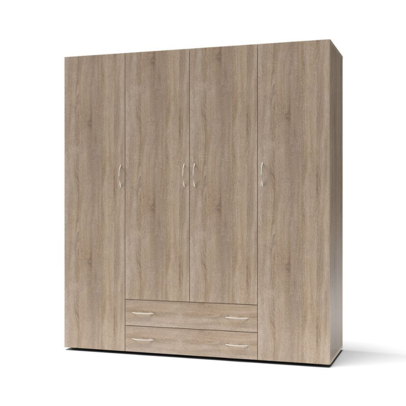 Armadio 4 ante 2 cassetti Seba 4 colore rovere sonoma