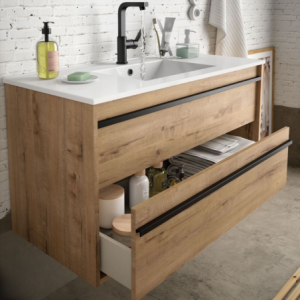 Zoom Mobile bagno sospeso Ador60 rovere ostippo con lavabo 2 cassetti 60x45x54h