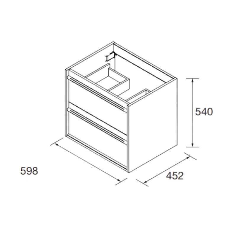 Mobile bagno sospeso Ador60 rovere ostippo con lavabo 2 cassetti 60x45x54h