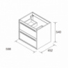 Mobile bagno sospeso Ador60 rovere ostippo con lavabo 2 cassetti 60x45x54h