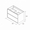 Mobile bagno sospeso Claros100 bianco laccato lucido con lavabo 2 cassetti 100x45x56h