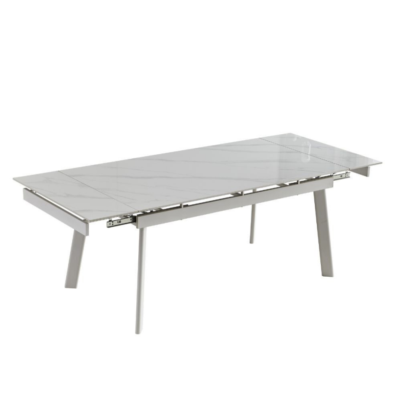 Tavolo allungabile Presena in ceramica colore bianco puro e gambe metallo nere