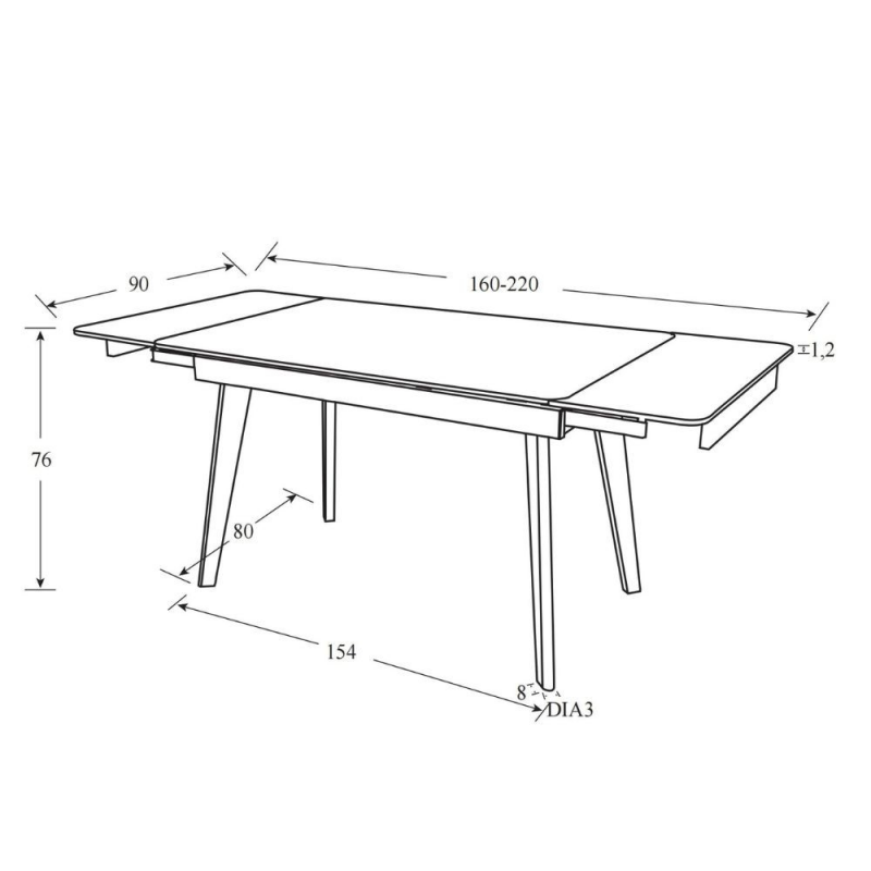 Tavolo allungabile Presena in ceramica colore bianco puro e gambe metallo nere