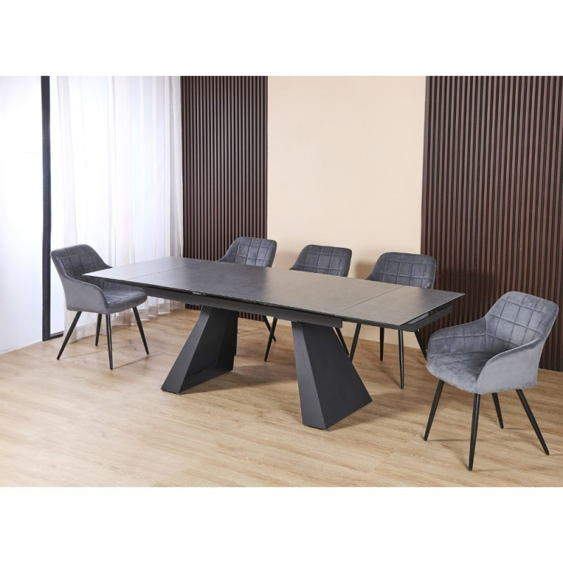 Tavolo allungabile Ariel piano in ceramica e struttura in metallo colore nero